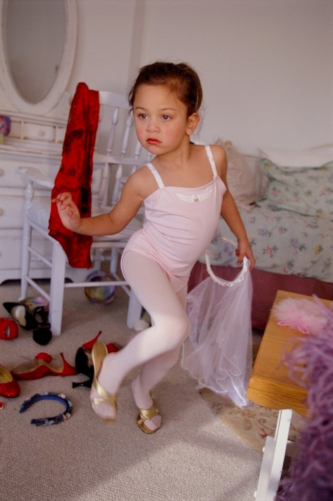 Allegra, 4, plays dress-up in Malibu, California